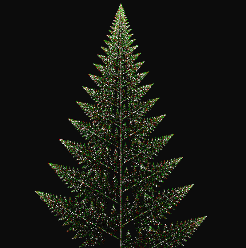 Barnsley Fern Chaos Game: Xmas Edition